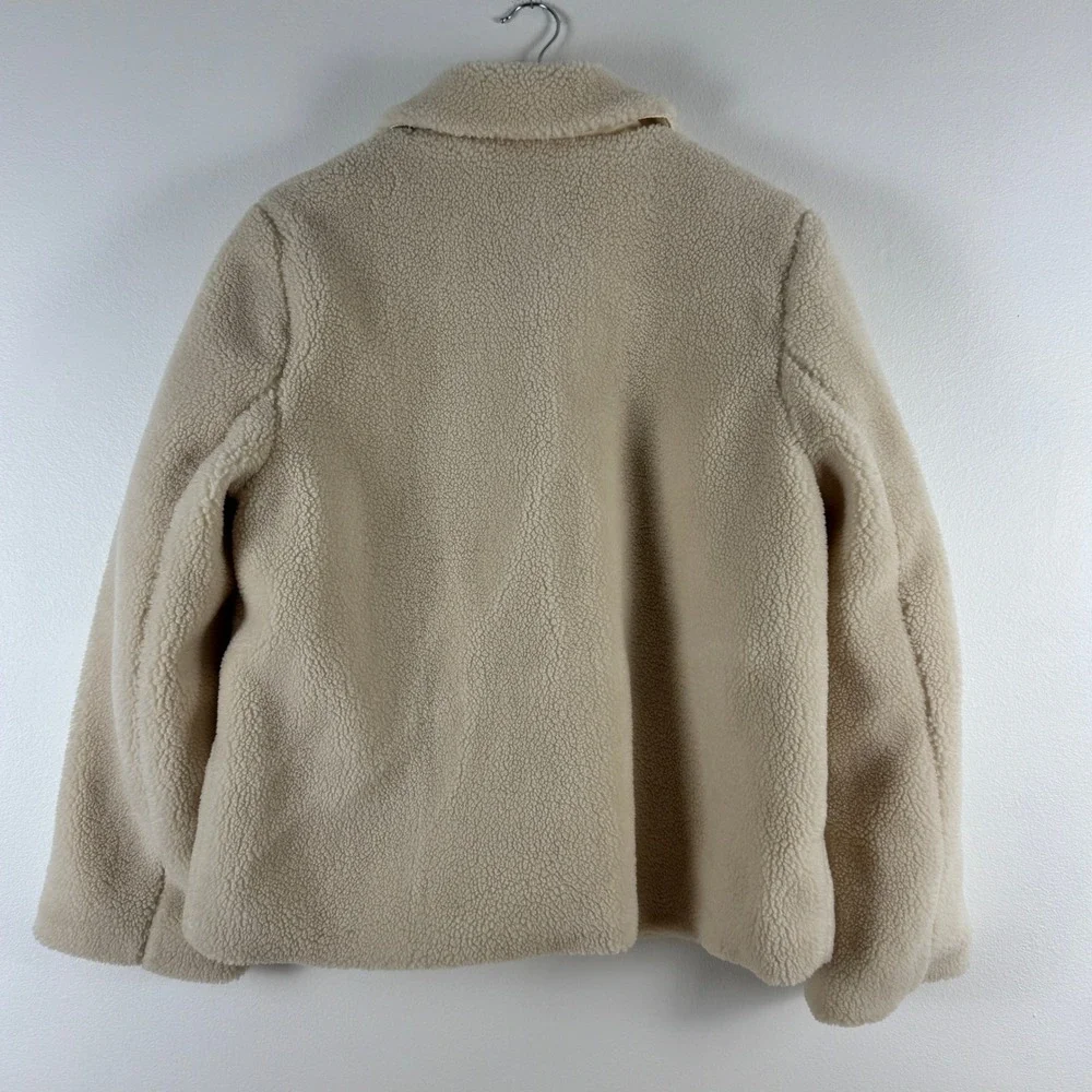 Rebecca Minkoff Sherpa Fleece Teddy Coat Cream Button‎ Front Pockets Women's S